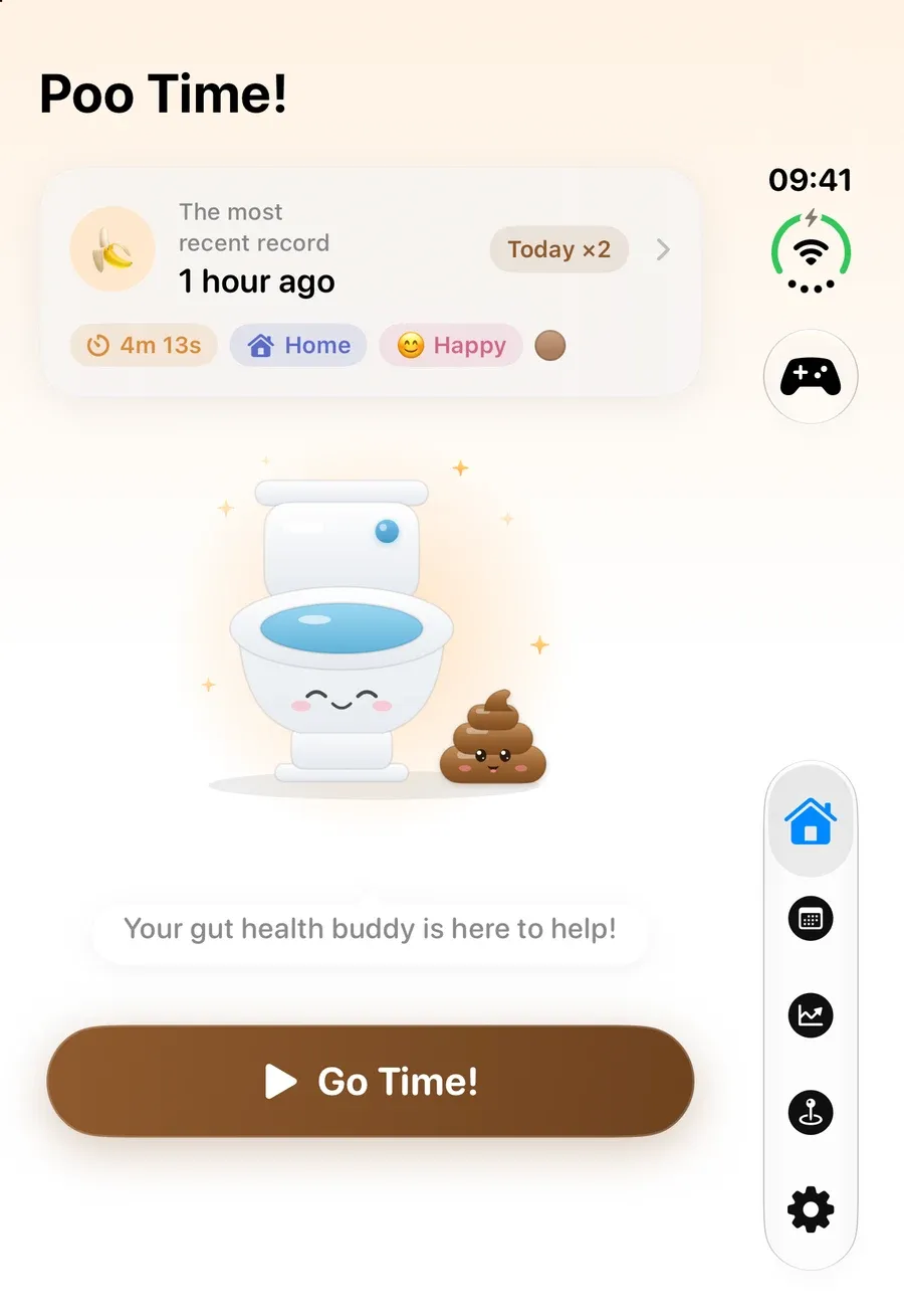 PooTime! home screen on the iPhone Duo outer display