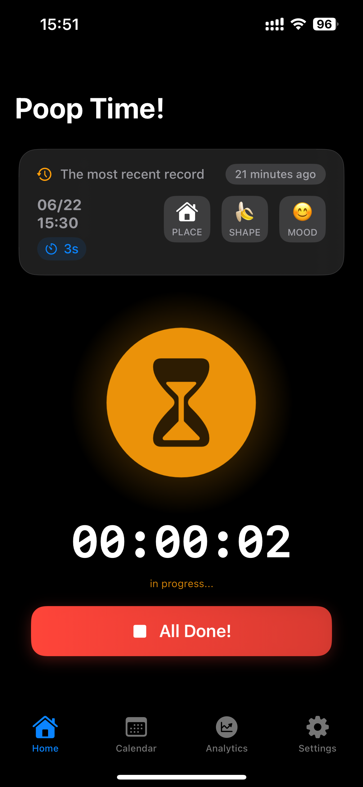 PooTime! app home screen screenshot